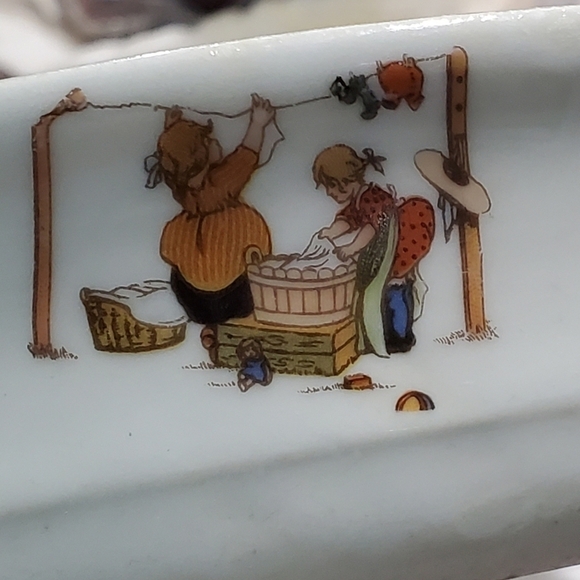 Vtg RWC Bavaria Germany porcelain transferware childs plate bowl images of play - Picture 9 of 15